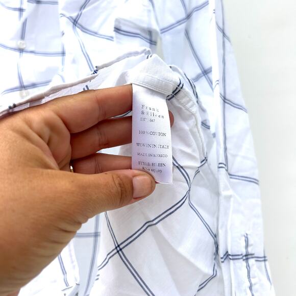 Frank & Eileen Eileen Button-Up Chambray Blue White Windowpane Top Cotton Small - Picture 6 of 7